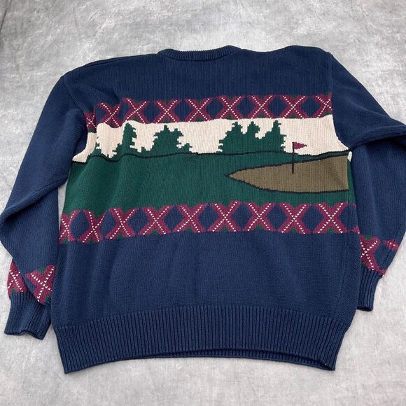 Roundtree & Yorke Sweater Men 2XLarge Blue Red Argyle Golfer Hand Intarsia VTG - Picture 8 of 9